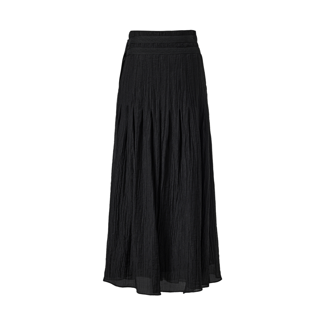 (W) 쿠메 크링클 텐셀 랩 스커트 블랙((W) KUME Crinkled Tencel Wrap Skirt - Black) - 2