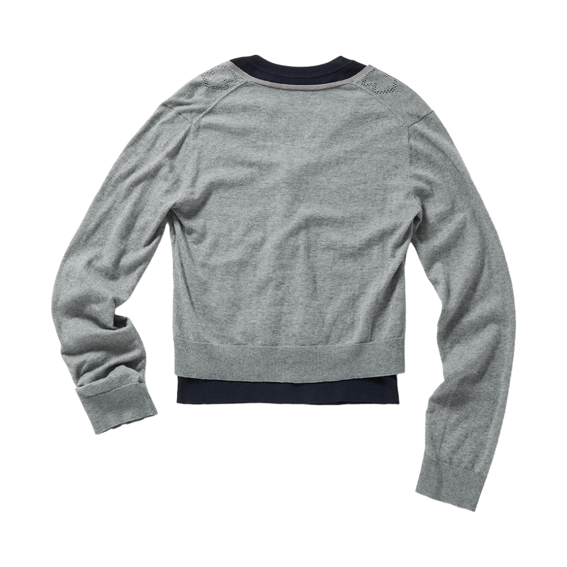 퍼버즈 우먼 아일렛 레이어드 니트 롱 슬리브 탑 그레이 - 26FW(Perverze Women Eyelet Layered Knit Long Sleeve Top Gray - 26FW) - 2
