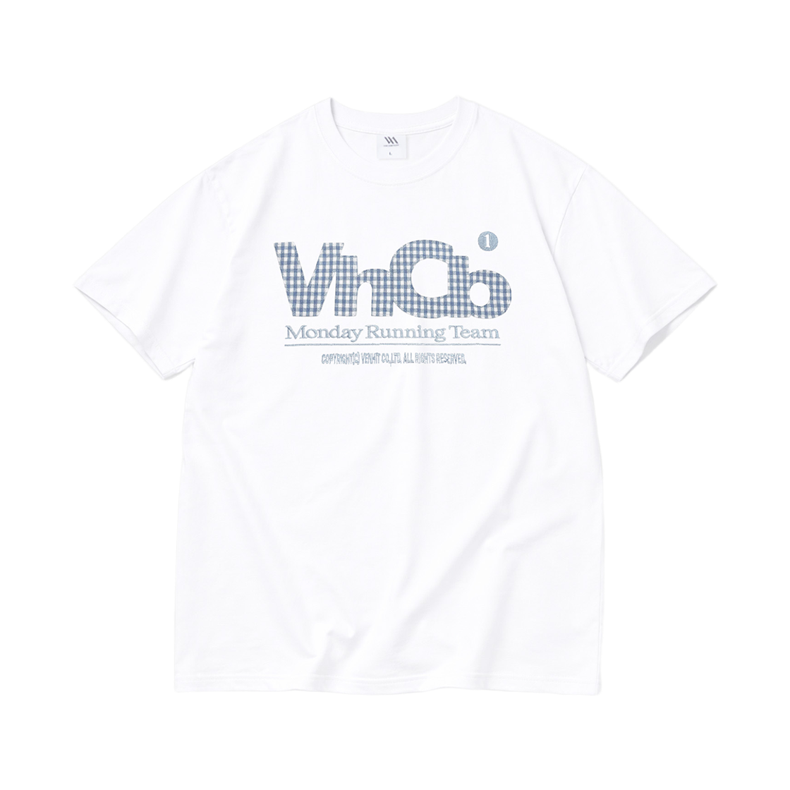 벤힛 MRT 체크 아플리케 반팔티 화이트(venhit MRT Check Applique Short Sleeved T-shirt White)