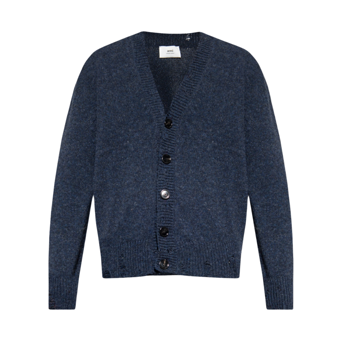 UKC027-KN0016-430 AMI Shetland Wool V-Neck Cardigan Night Blue