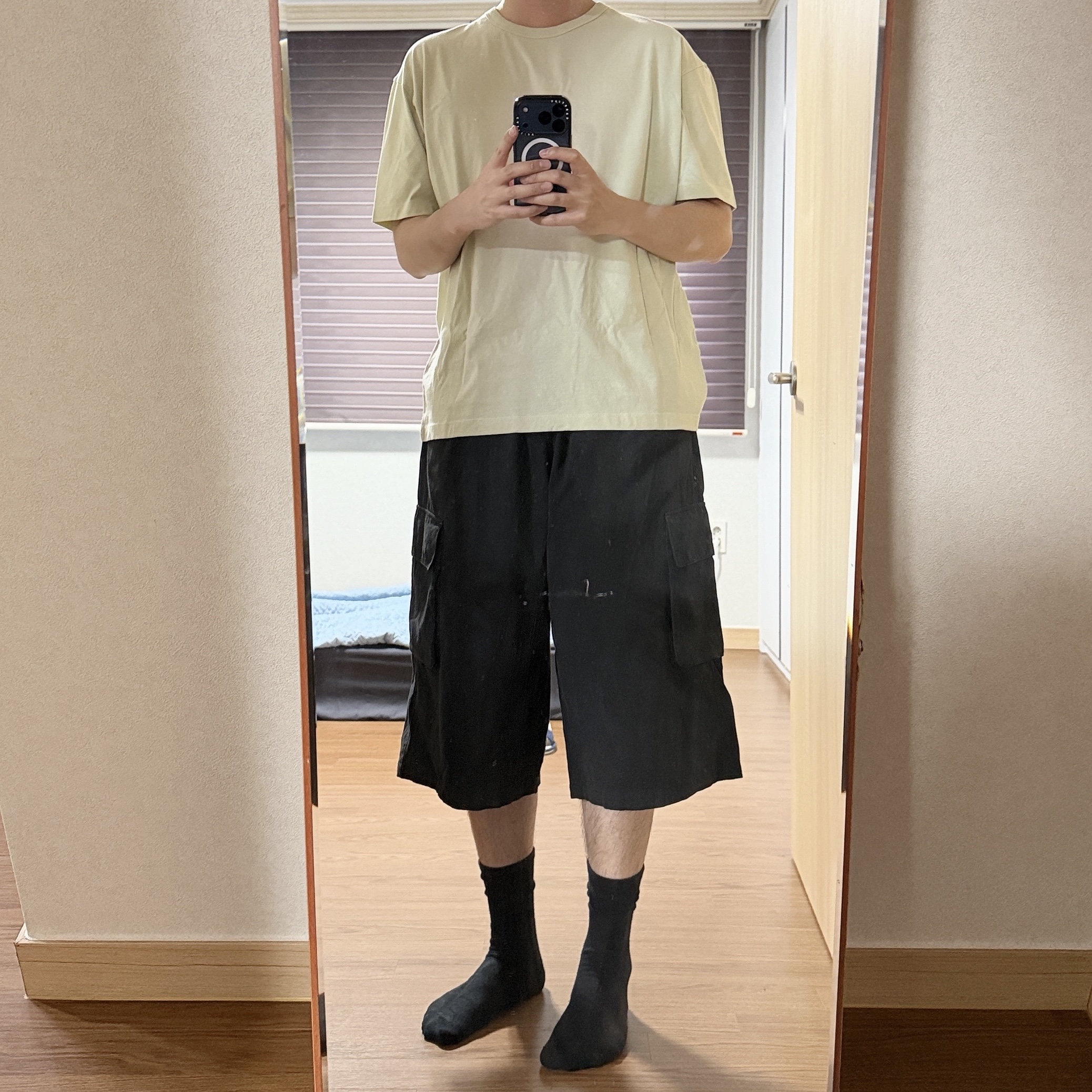 Polyteru Human Index Human Basica T-Shirt Lemon, Polyteru Human Index index 1/2 Cargo Pants Black 착용 스타일 - 1