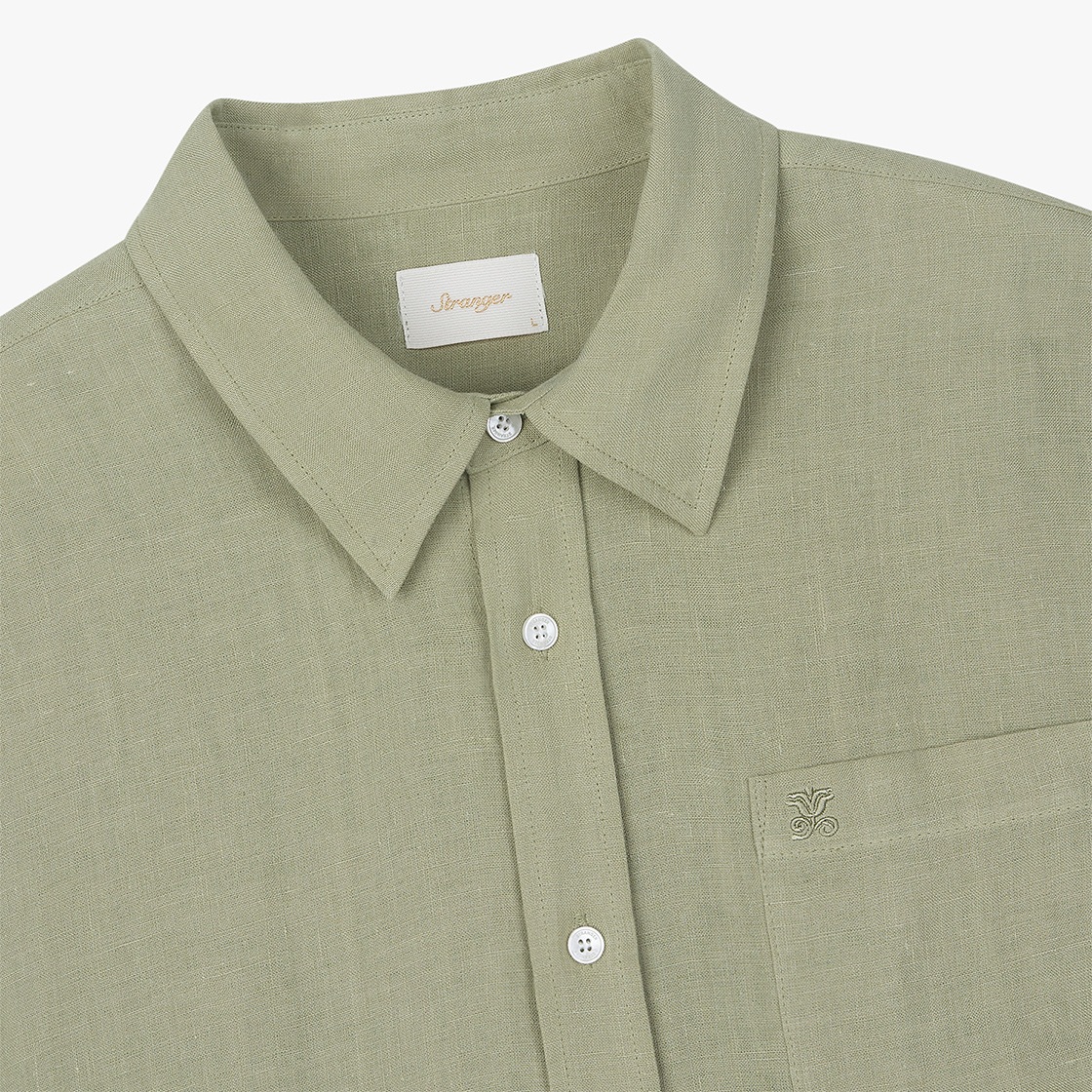 스트레인저 레귤러 핏 플레인 린넨 셔츠 라이트 그린(Stranger Regular Fit Plain Linen Shirt (Light Green)) - 3