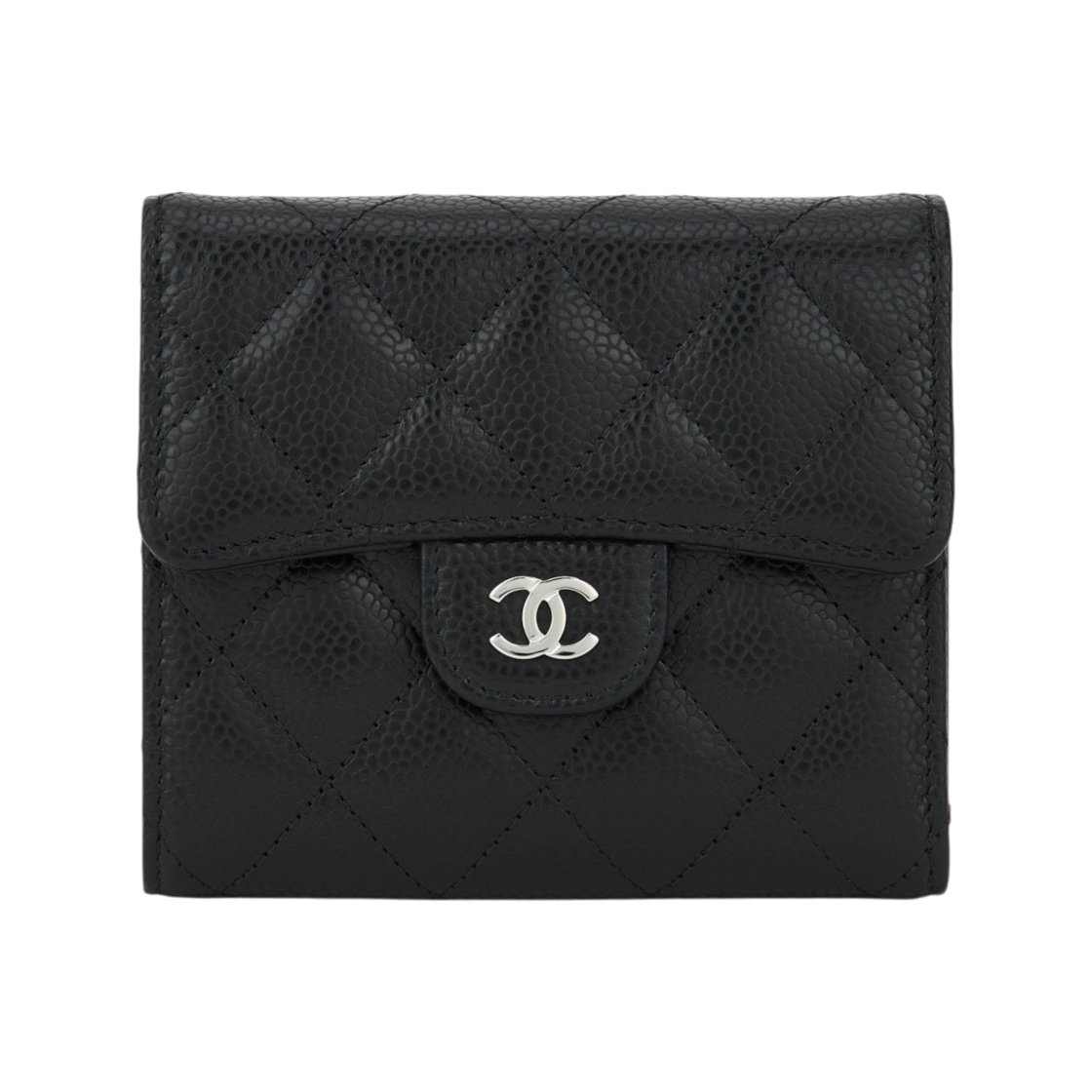 샤넬 클래식 스몰 플랩 지갑 그레인드 카프스킨 & 실버 메탈 블랙(Chanel Small Classic Flap Wallet Grained Calfskin & Silver Black)