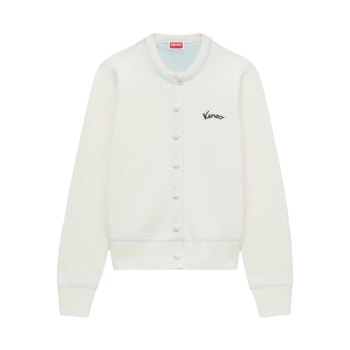 FG62CA7513FA-02 (W) Kenzo Varsity Embroidered Cardigan in Cotton Wool Off White