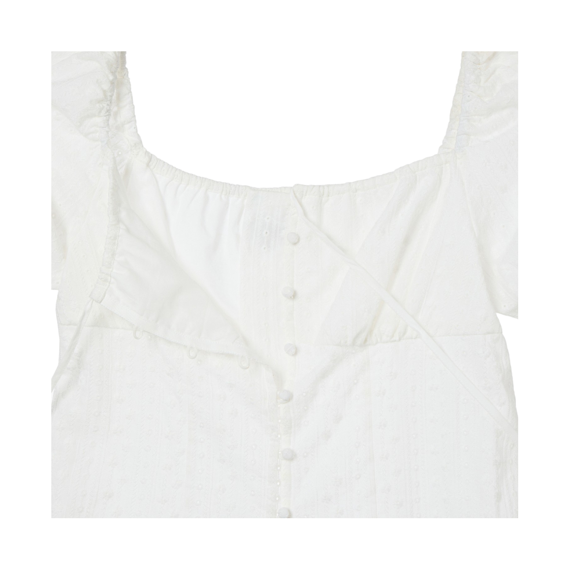 (W) 쿠메 아일렛 엠브로이더드 퍼프 슬리브 블라우스 아이보리((W) KUME Eyelet Embroidered Puff Sleeve Blouse - Ivory) - 2