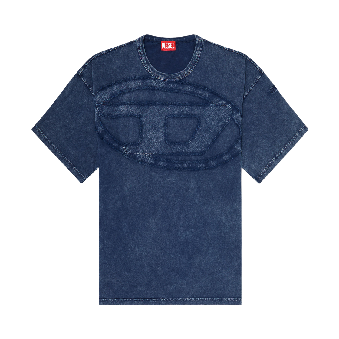 A195450HGBX-81EA (W) Diesel Relaxed Cotton T-Shirt with Oval D Applique Medium Blue