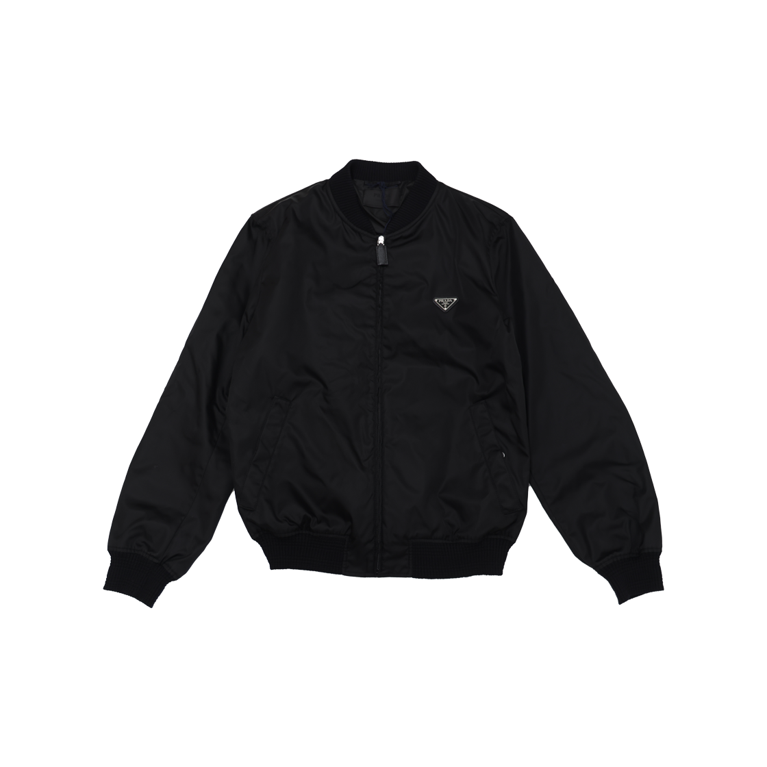 ITSOKAP4QFGW Prada SGH038 Triangle Logo Nylon Bomber Jacket Black