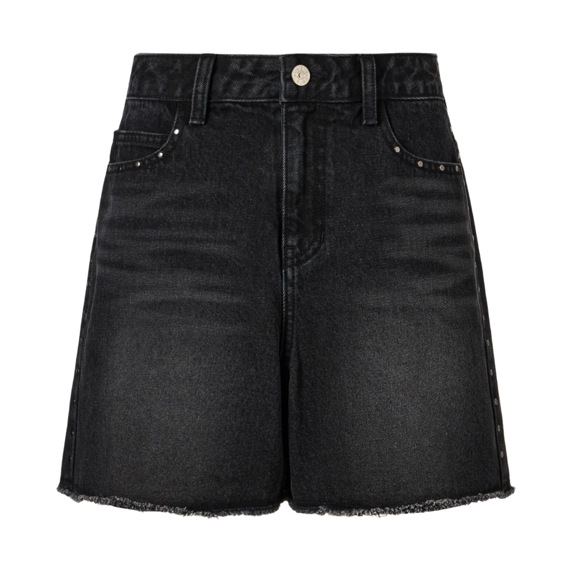 KM-26SS-PT01BK (W) KUME Frayed Studded Denim Shorts - Black