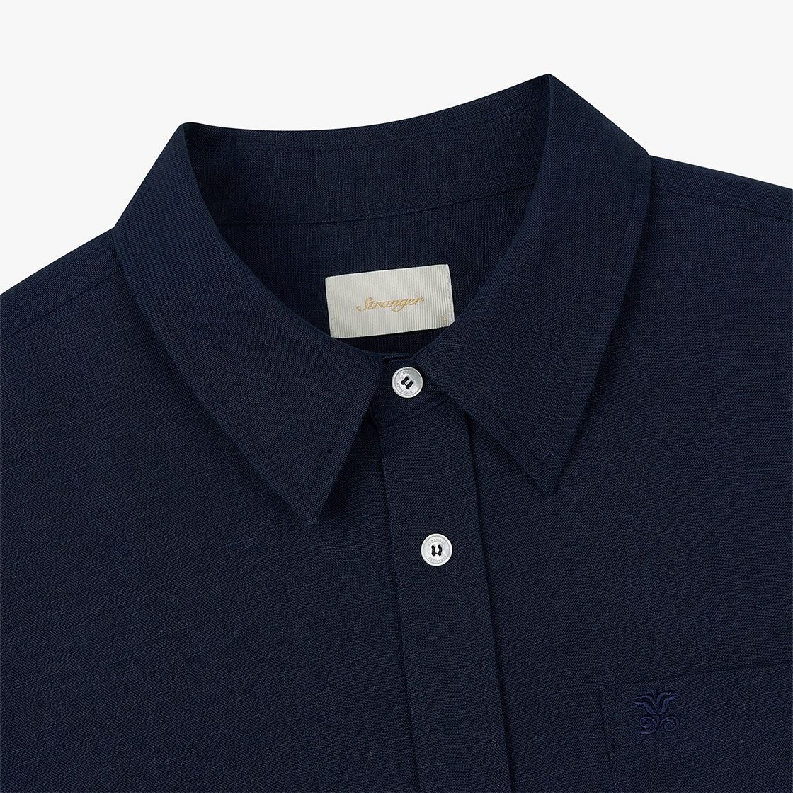 스트레인저 레귤러 핏 플레인 린넨 셔츠 네이비(Stranger Regular Fit Plain Linen Shirt (Navy)) - 3