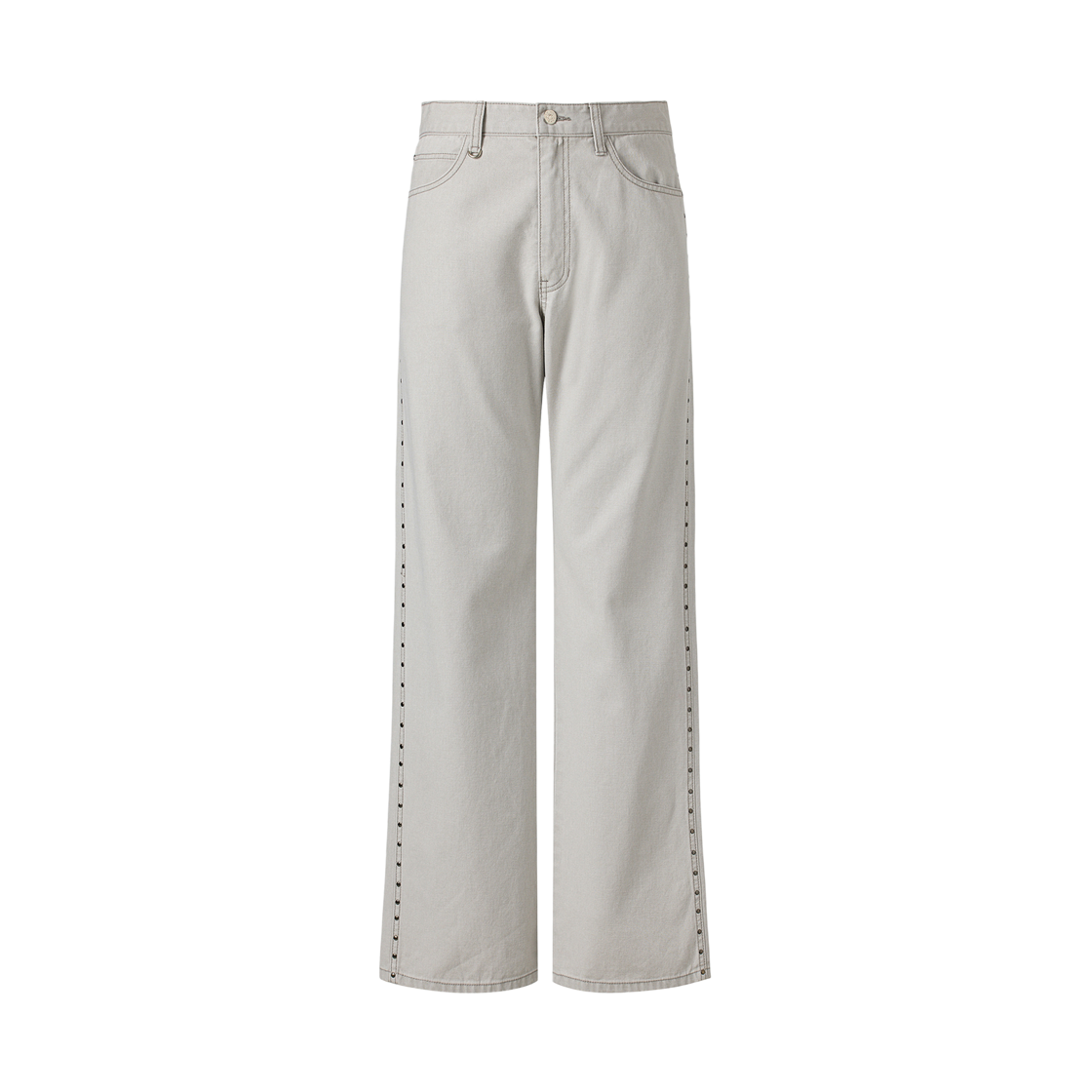 쿠메 사이드 스터디드 그레이 데님 팬츠 라이트그레이(KUME Side Studded Grey Denim Pants - Lightgray)