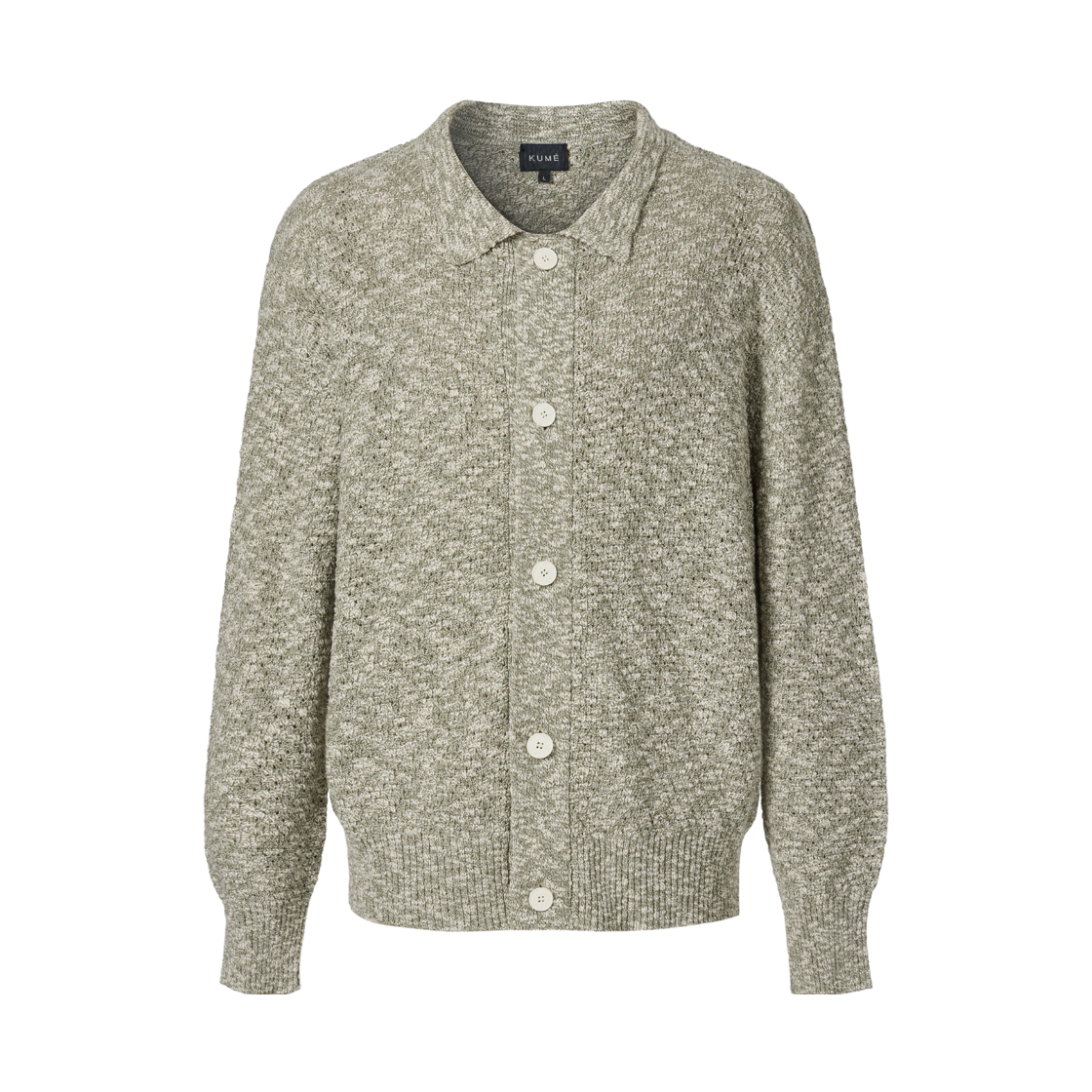 쿠메 슬럽 멜란지 니티드 가디건 올리브(KUME Slub Melange Knitted Cardigan - Olive) - 1