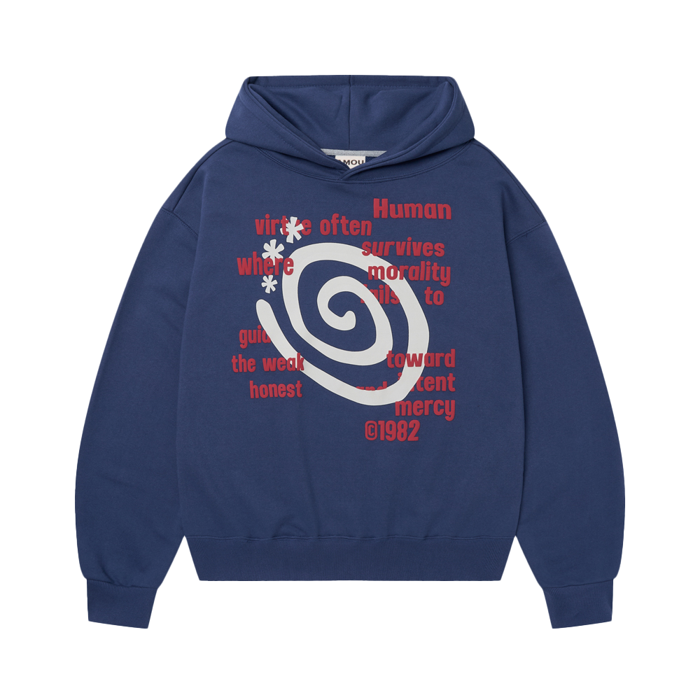 아모우 몰리 레터링 후디 블루(AMOU Molly Lettering Hoodie Blue)