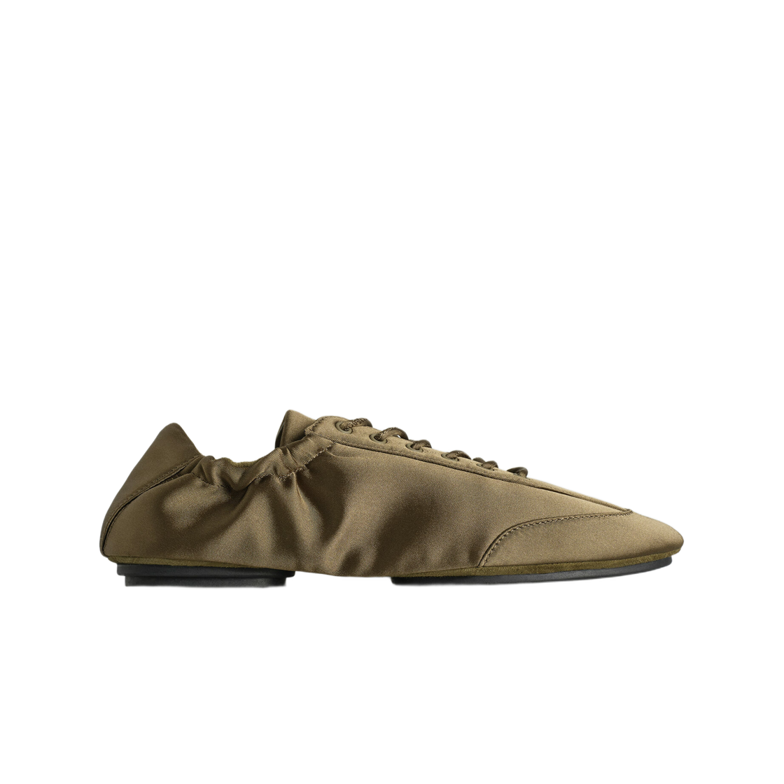 (W) 코스 새틴 스웨이드 발레 트레이너 카키((W) COS Satin Suede Ballet Trainers Khaki)