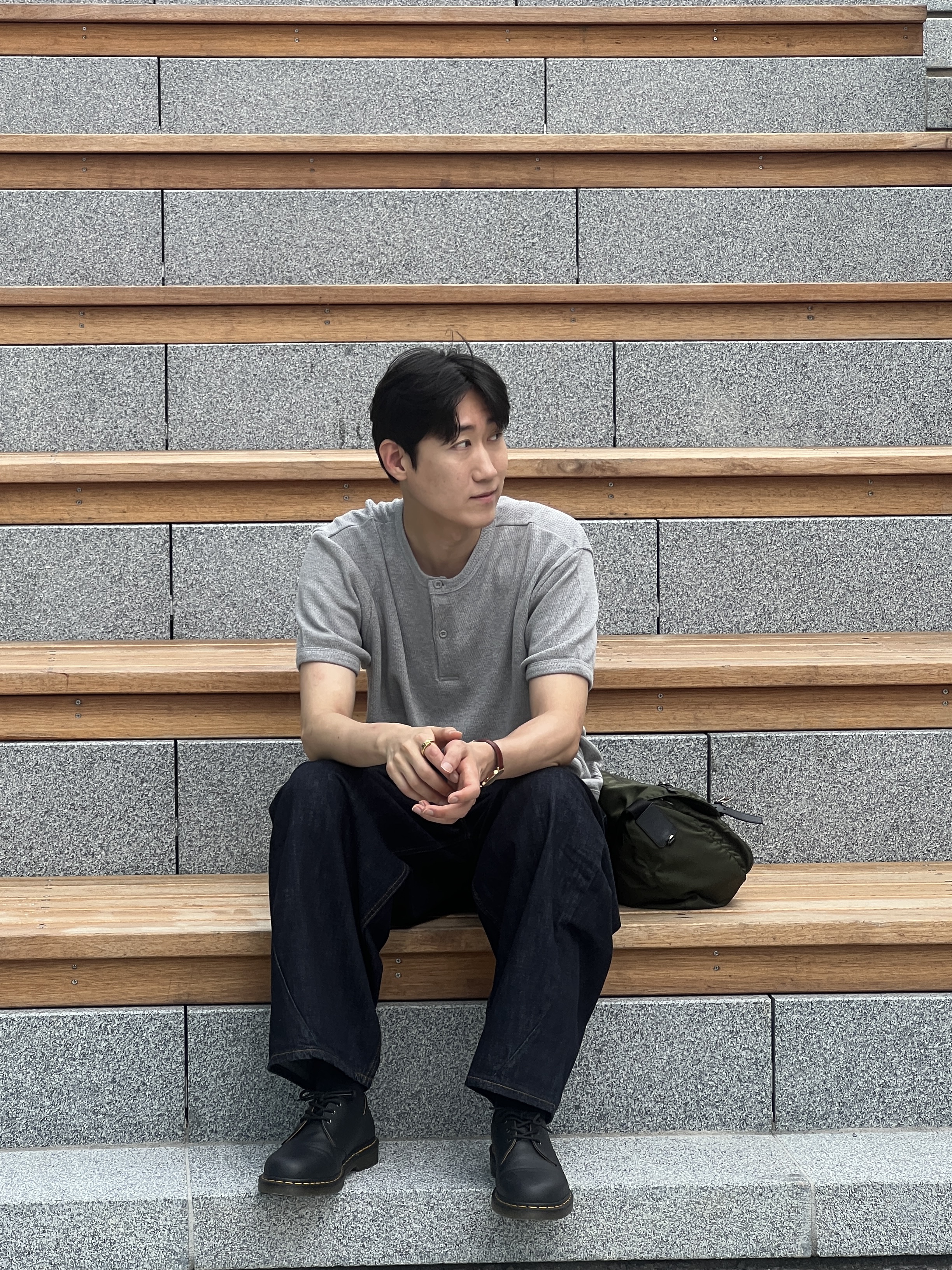 noun Henley Neck T-Shirts Melange Gray, noun Oil Pull up Leather Belt 착용 스타일 - 6