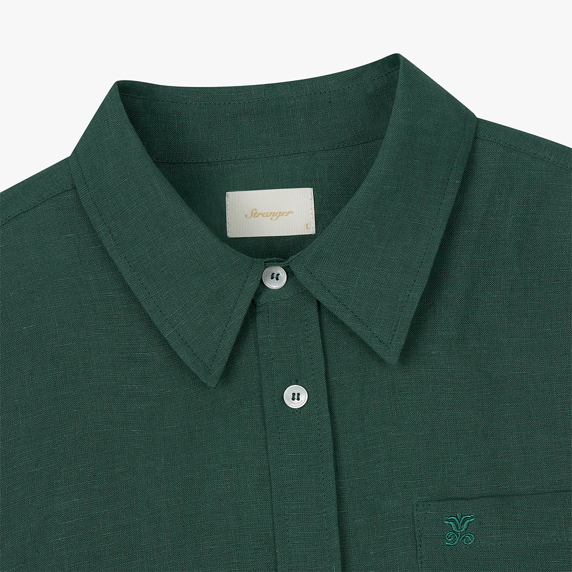 스트레인저 레귤러 핏 플레인 린넨 셔츠 그린(Stranger Regular Fit Plain Linen Shirt (Green)) - 3