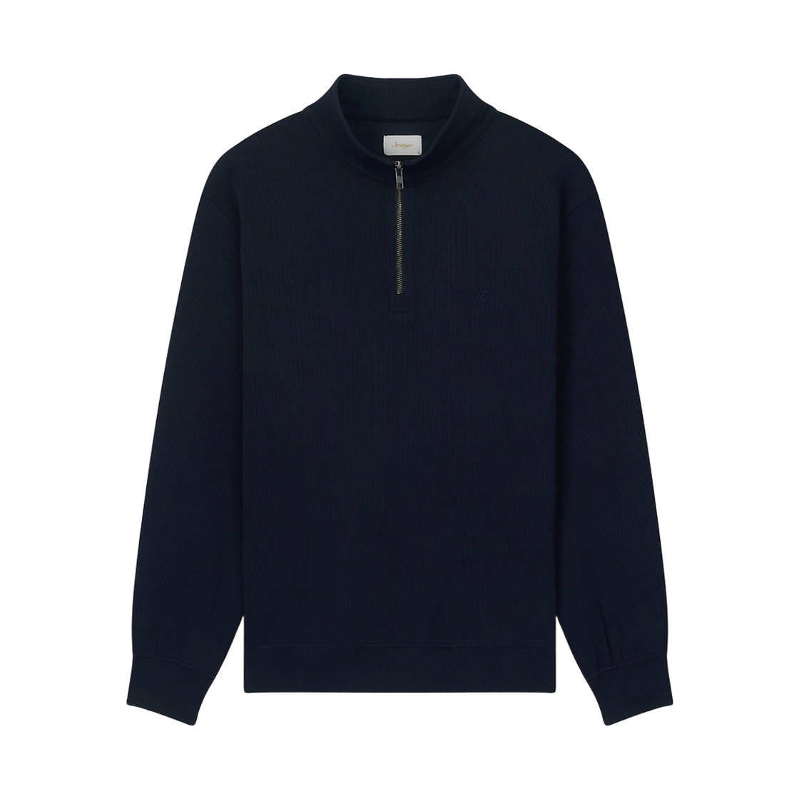 스트레인저 릴렉스 핏 소프트 립 폴리 반집업 네이비(Stranger Relaxed Fit Soft Rib Poly Quarter Zip-Up (Navy))