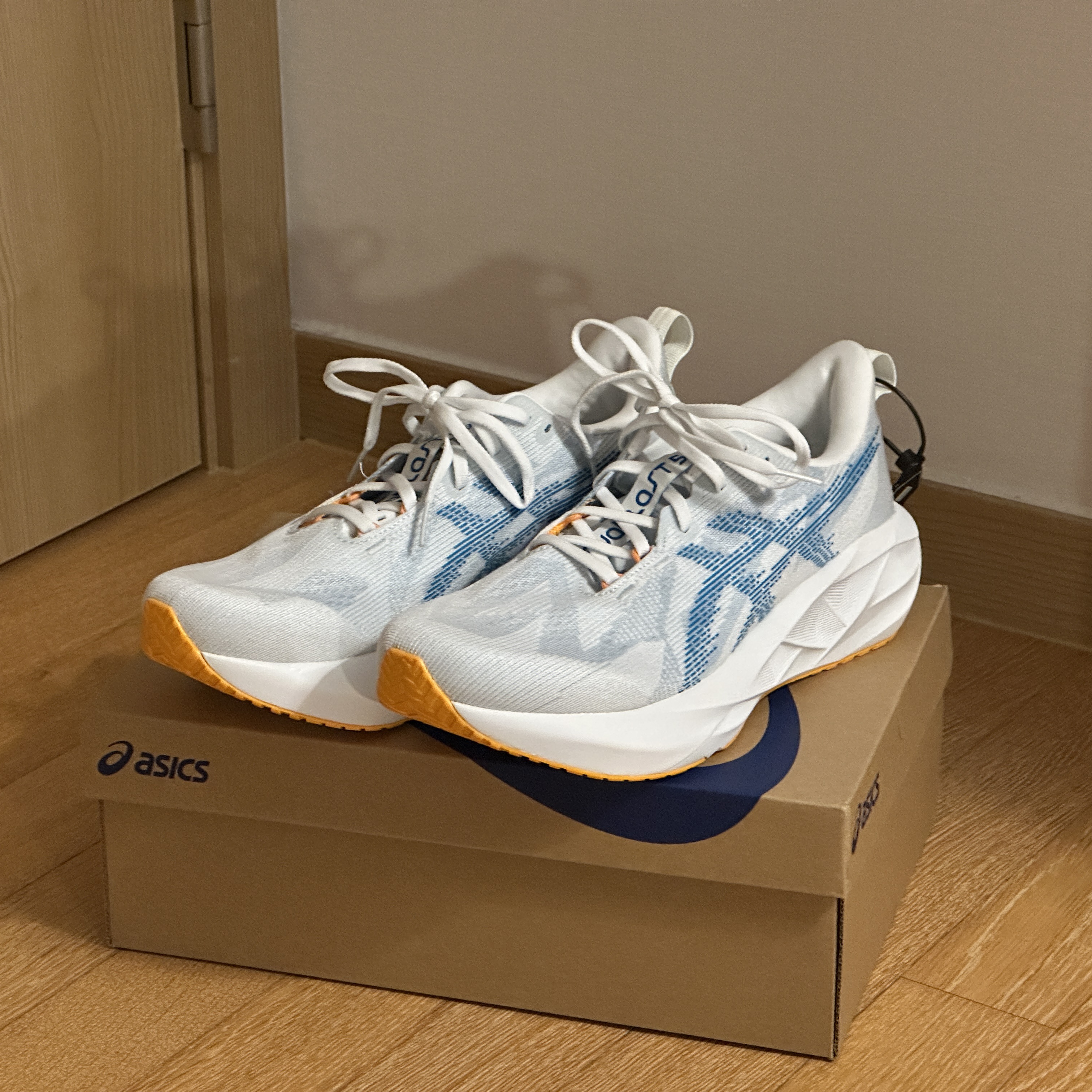 Asics Novablast 5 Arctic Blue Aegean Blue 착용 스타일 - 1