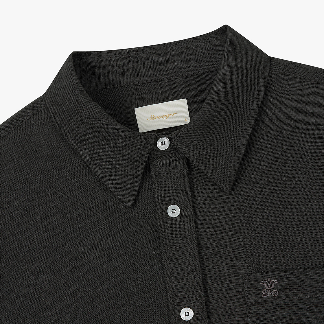 스트레인저 레귤러 핏 플레인 린넨 셔츠 차콜(Stranger Regular Fit Plain Linen Shirt (Charcoal)) - 3