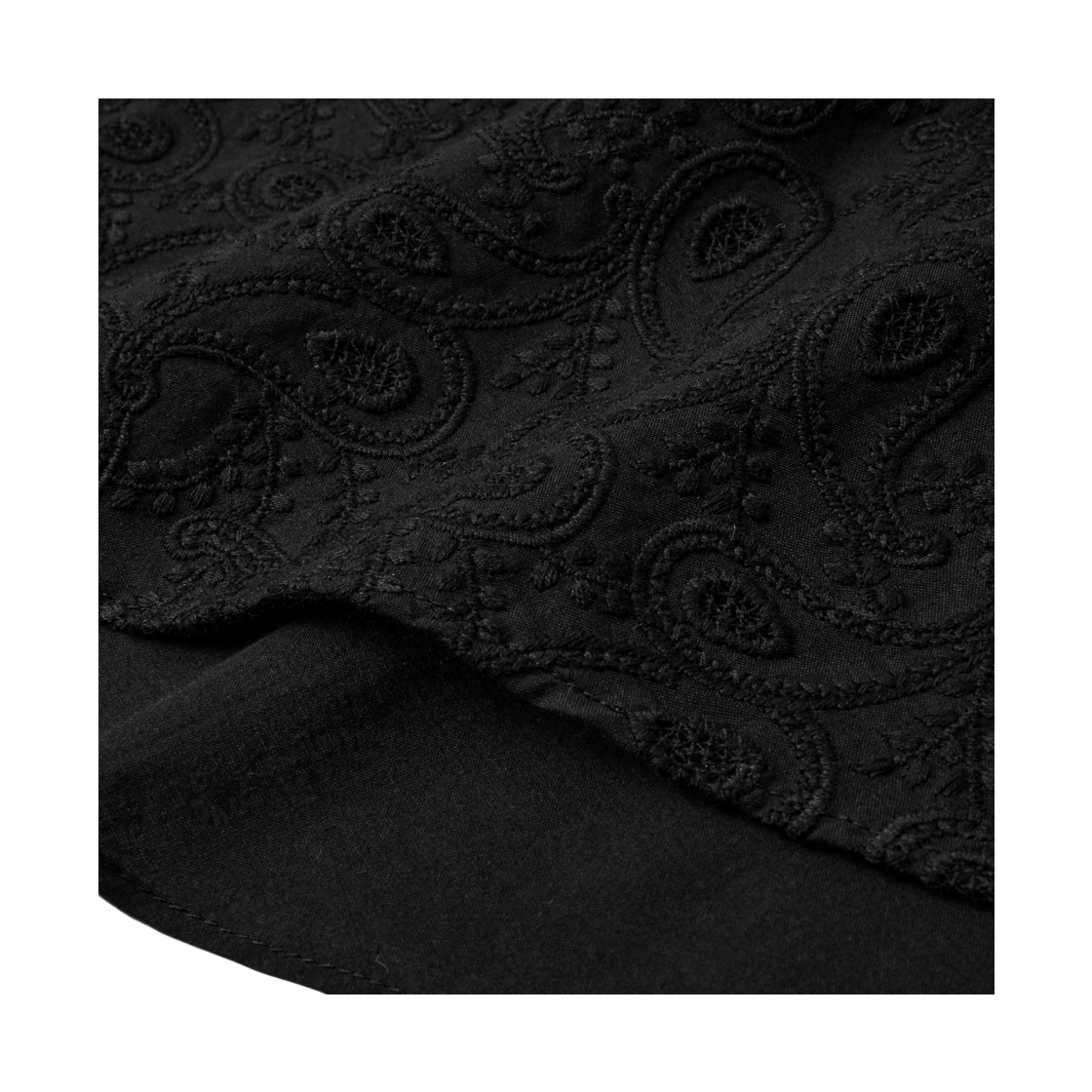 (W) 쿠메 페이즐리 레이스 스카프 탑 블랙((W) KUME Paisley Lace Scarf Top - Black) - 4