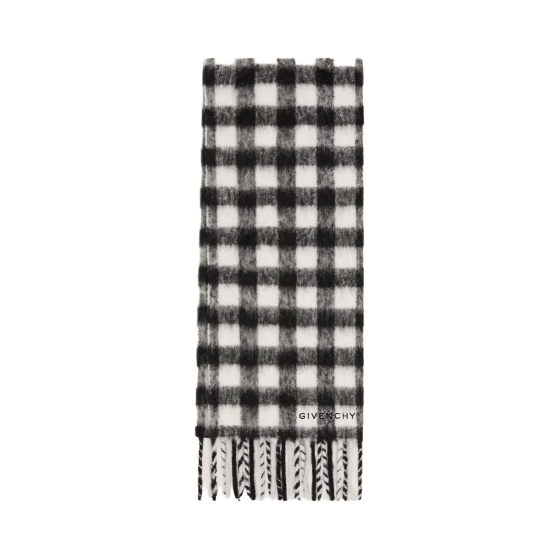 지방시 알파카 울 체크 머플러 블랙 아이보리(Givenchy Checked Muffler In Alpaca Wool Black Ivory)
