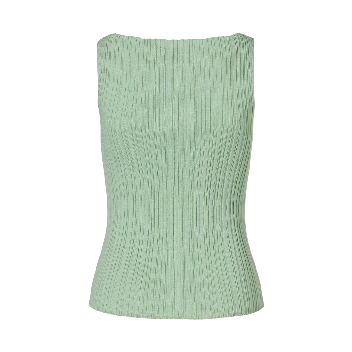 (W) 쿠메 리브드 플리츠 슬리브리스 스웨터 민트((W) KUME Ribbed Pleated Sleeveless Sweater - Mint) - 2
