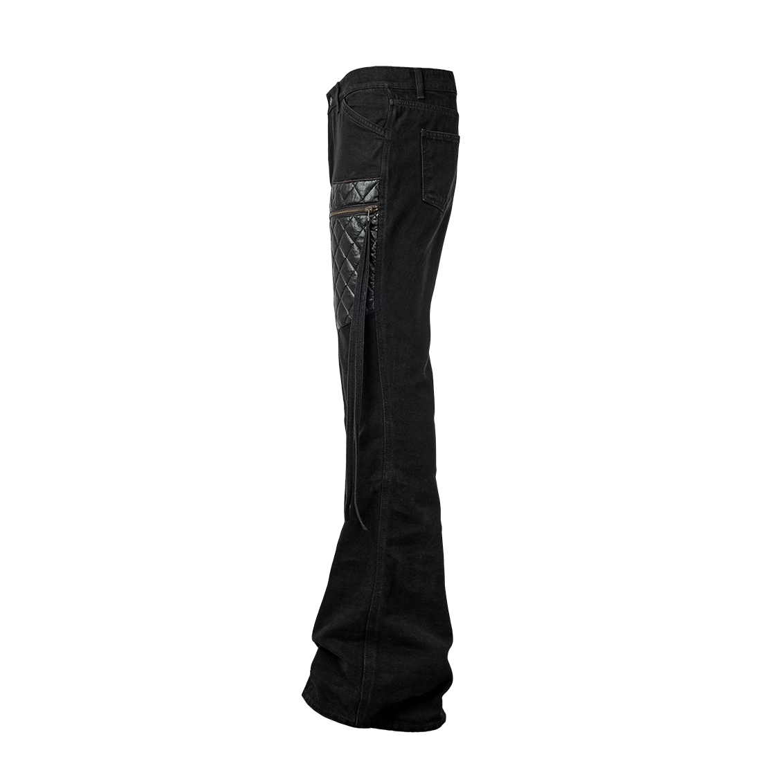 에모스탠스클럽 레더 패치 플레어드 진 V3 블랙(emostanceclub Leather Patch Flared Jeans V3 Black) - 2