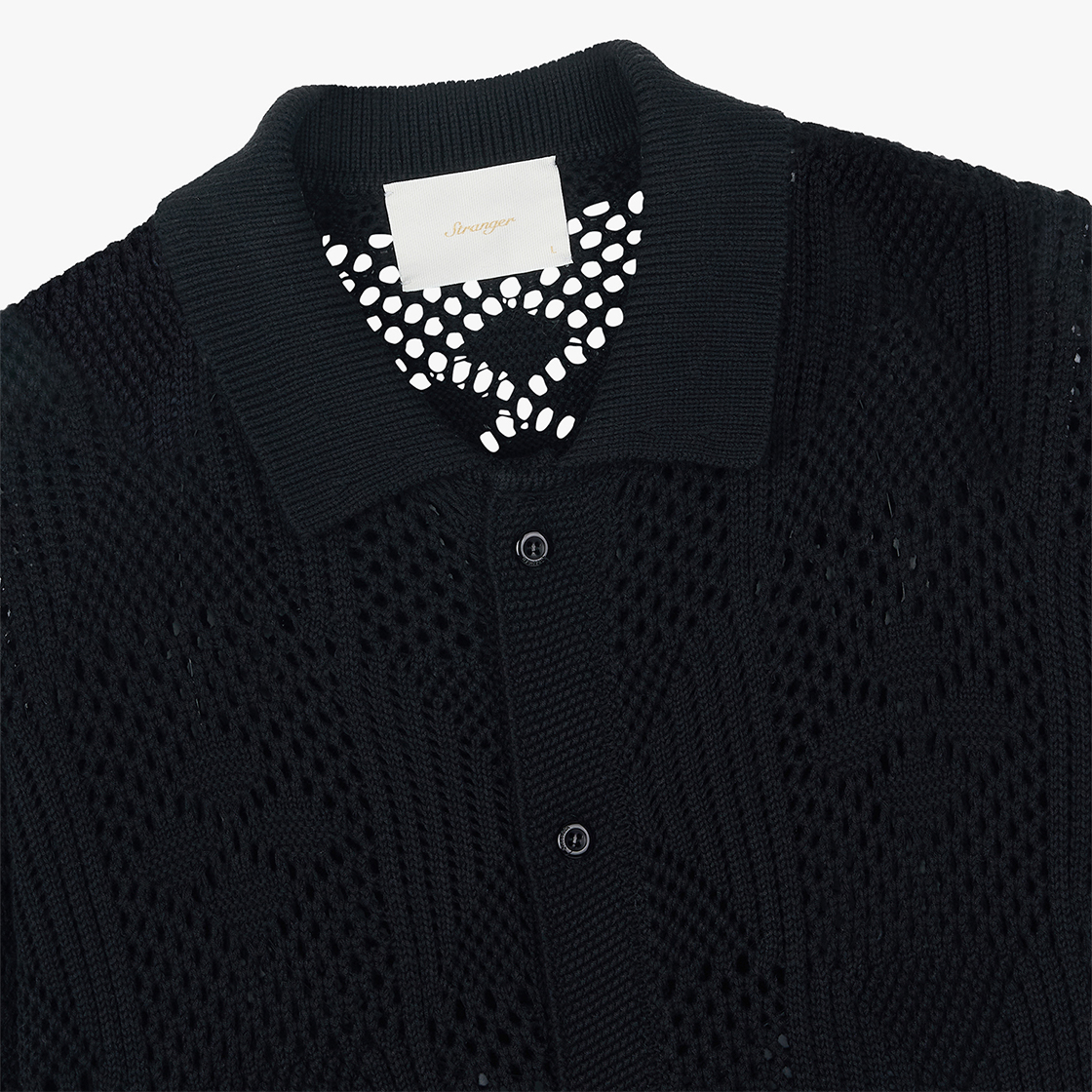 스트레인저 레귤러 핏 텍스처드 코튼 가디건 블랙(Stranger Regular Fit Textured Cotton Cardigan (Black)) - 3