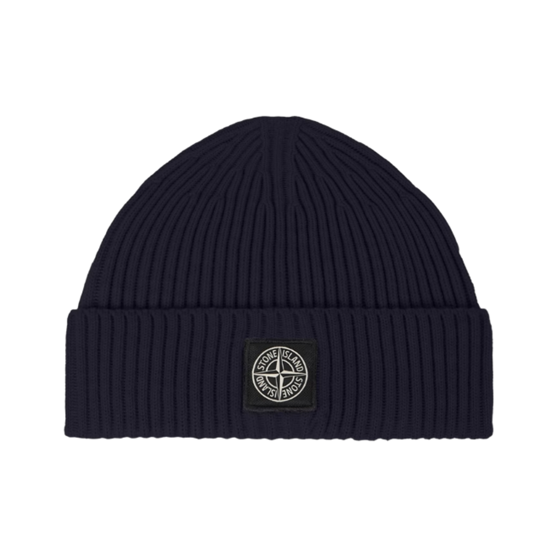 L2S15N1000-02S00C3-V0020 Stone Island N100002 Full Rib RWS Wool Beanie with Compass Logo Patch Navy Blue - 26FW
