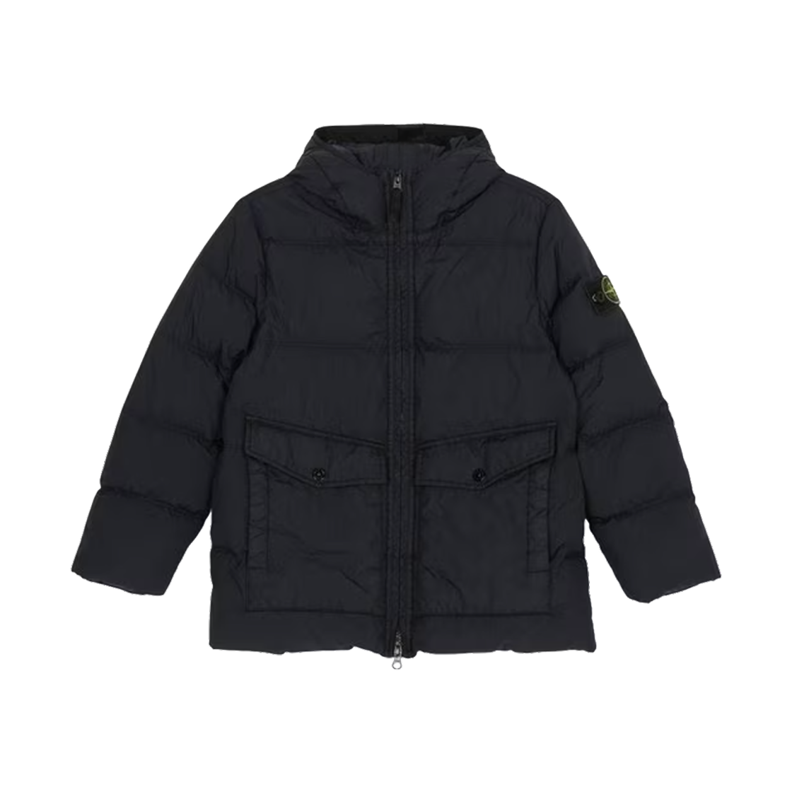 L2S1641000-12S0A23-V0020 (Kids) Stone Island 4100012 Wappen Logo Crinkle Reps Hooded Down Jacket Navy Blue - 26FW