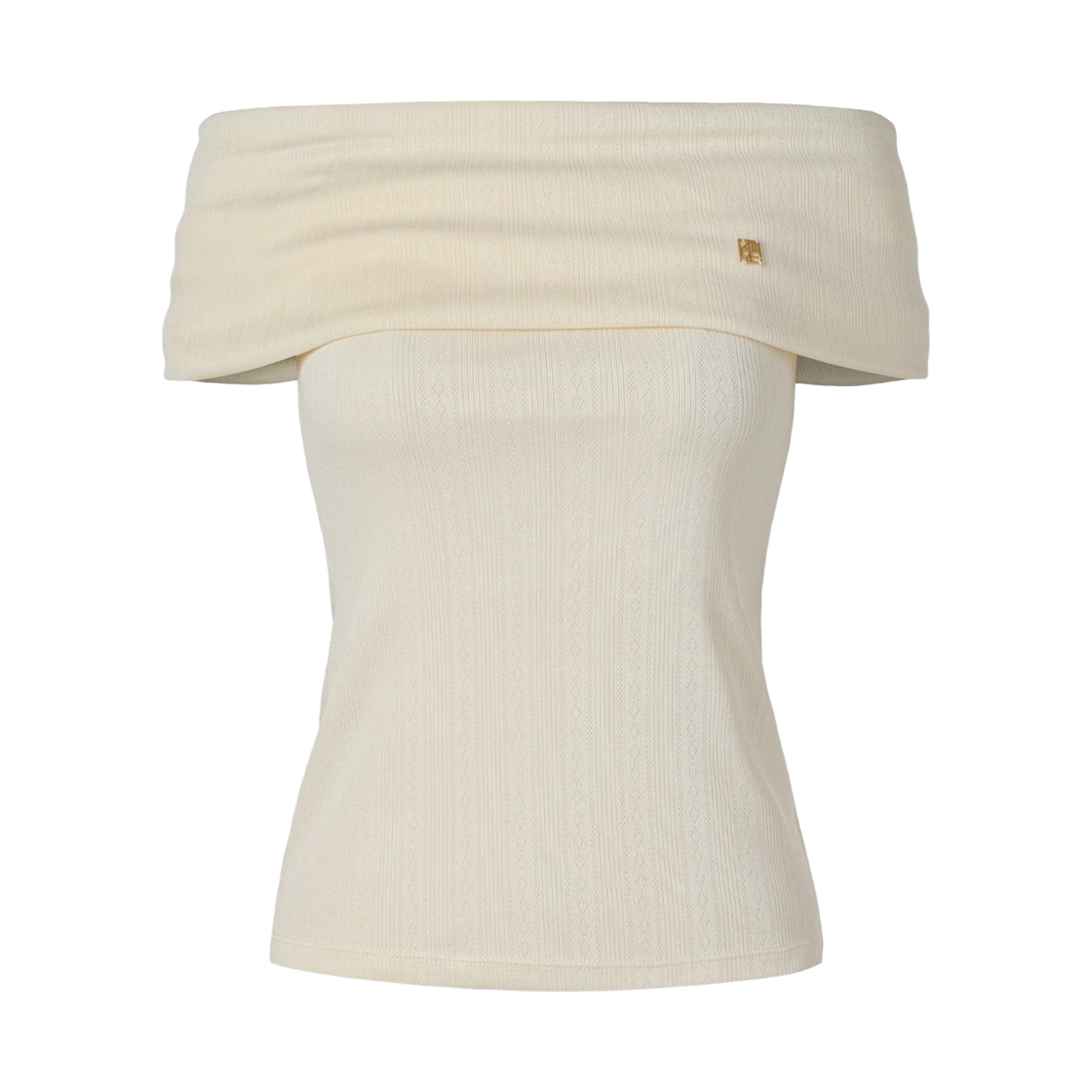 KM-26SS-TS01IV (W) KUME Pointelle Off Shoulder Top - Ivory