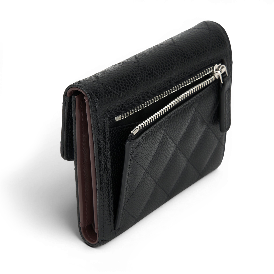 샤넬 클래식 스몰 플랩 지갑 그레인드 카프스킨 & 실버 메탈 블랙(Chanel Small Classic Flap Wallet Grained Calfskin & Silver Black) - 5