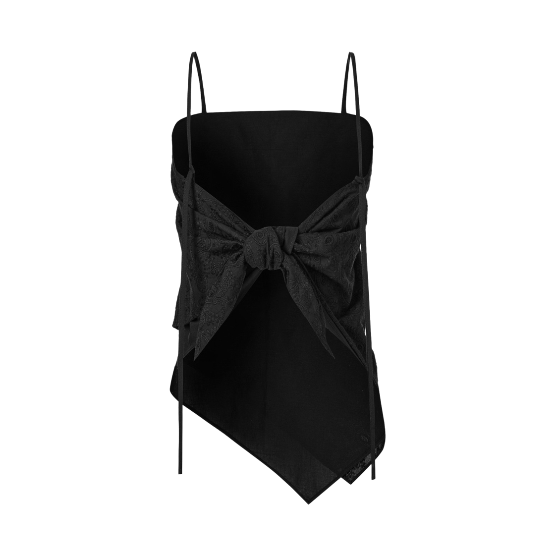 (W) 쿠메 페이즐리 레이스 스카프 탑 블랙((W) KUME Paisley Lace Scarf Top - Black) - 2