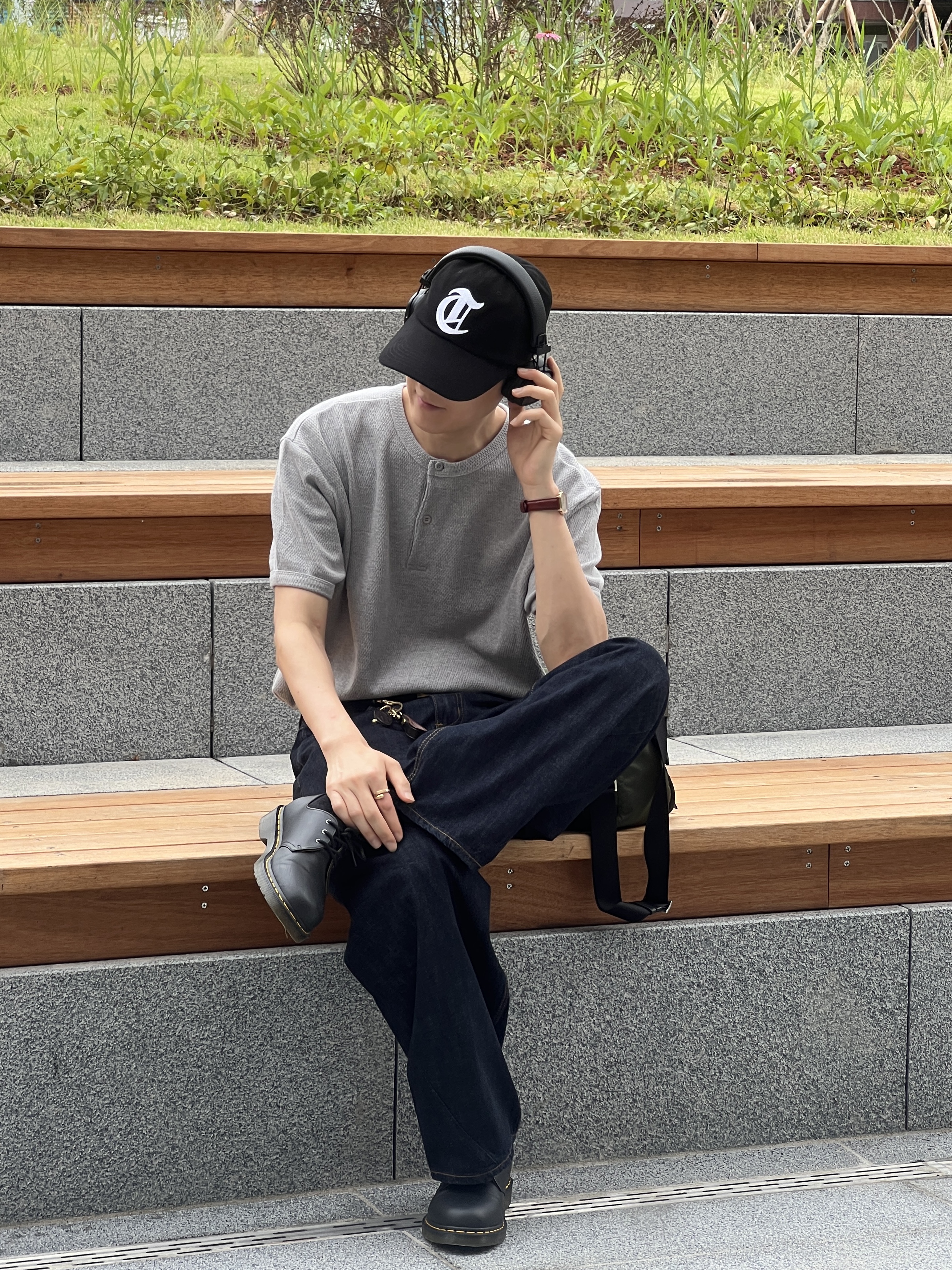 noun Henley Neck T-Shirts Melange Gray, noun Oil Pull up Leather Belt 착용 스타일 - 5