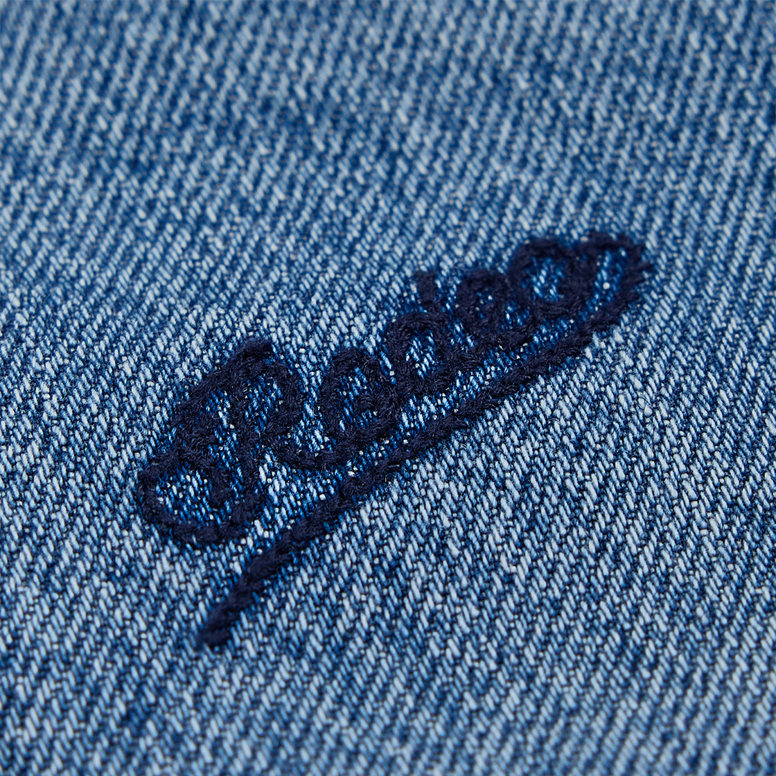 스트레인저 스트레이트 핏 아플리케 자수 데님 팬츠 네이비(Stranger Straight Fit Applique Embroidery Cotton Denim (Navy)) - 4