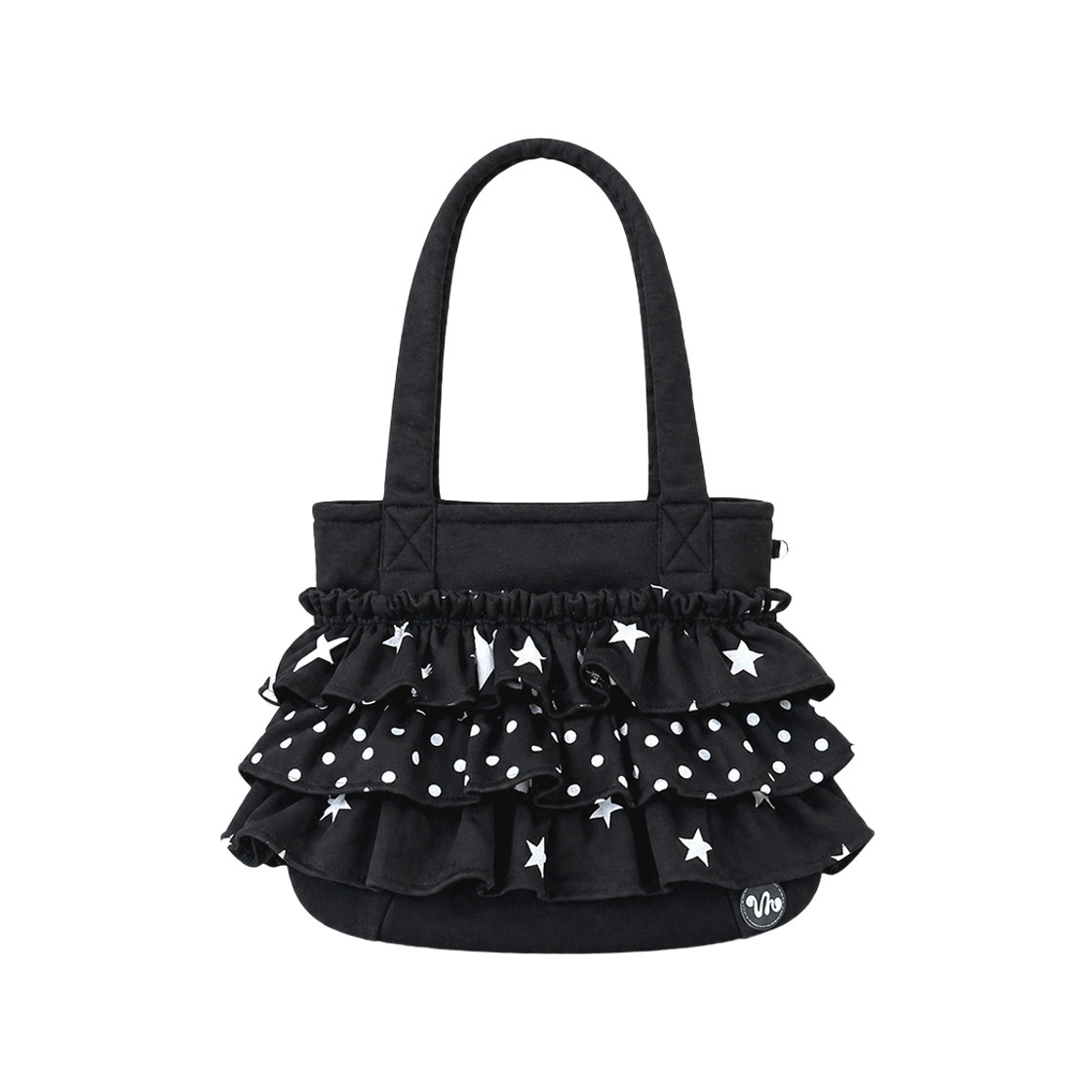 101736-0001 venhit Star Dot Frill Shoulder Bag Black
