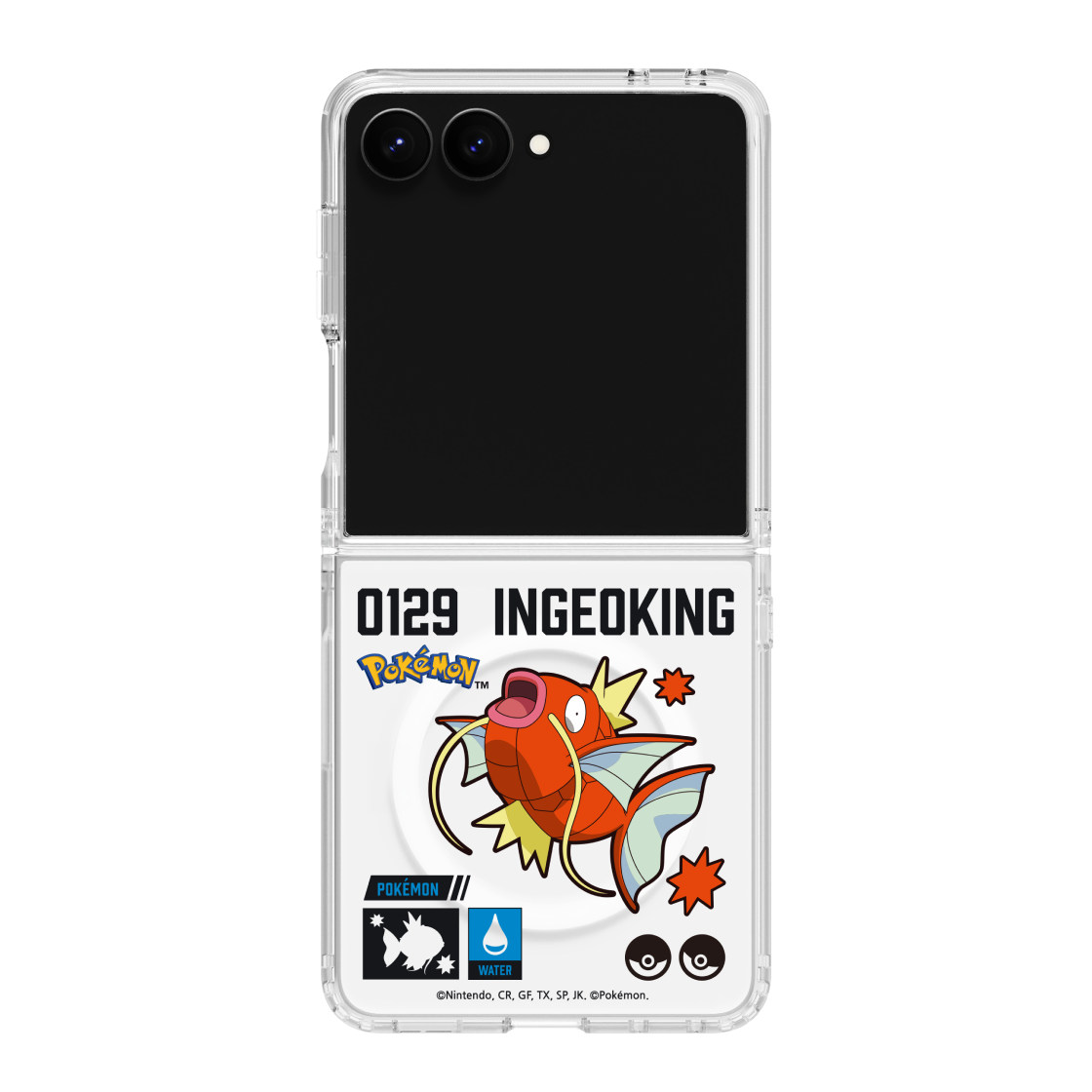에스엘비에스 포켓몬 잉어킹 인덱스 클리어 마그넷 케이스 for Galaxy Z Flip7 Flip8(SLBS Pokémon Magikarp Index Clear Magnet Case for Galaxy Z Flip7)
