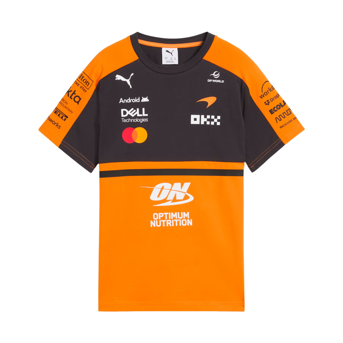 (Kids) 맥라렌 x 푸마 마스터카드 F1 팀 레플리카 티셔츠 파파야((Kids) McLaren x Puma Mastercard F1 Team Replica T-Shirt Papaya) - 1