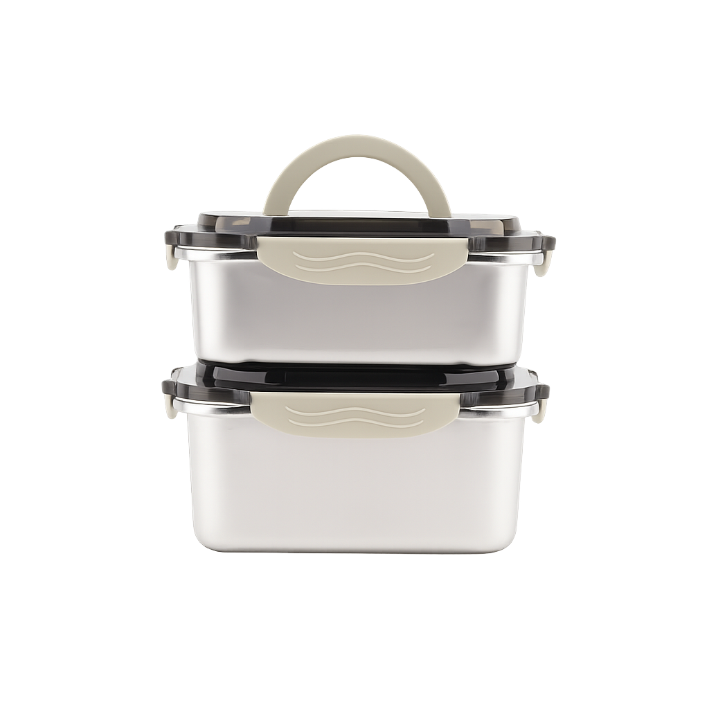 로시 렌지스텐 밀폐용기 1700+2100ml 2종세트(Rossi Range‑Stainless Airtight Container 2‑Piece Set (1700ml + 2100ml))