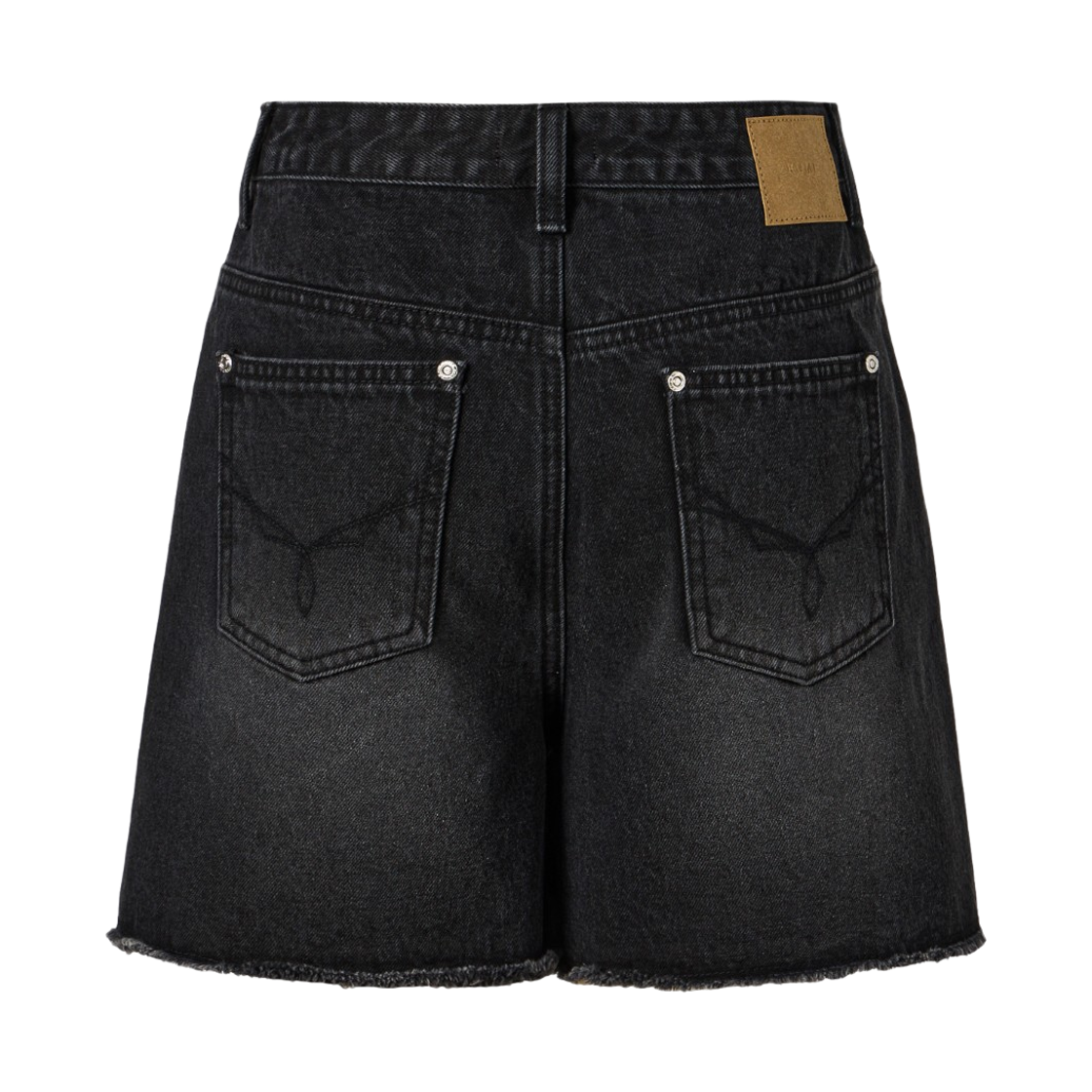 (W) 쿠메 프레이드 스터디드 데님 쇼츠 블랙((W) KUME Frayed Studded Denim Shorts - Black) - 2