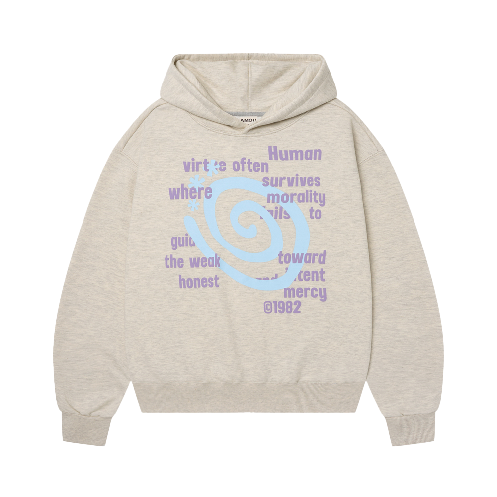 아모우 몰리 레터링 후디 오트밀(AMOU Molly Lettering Hoodie Oatmeal)