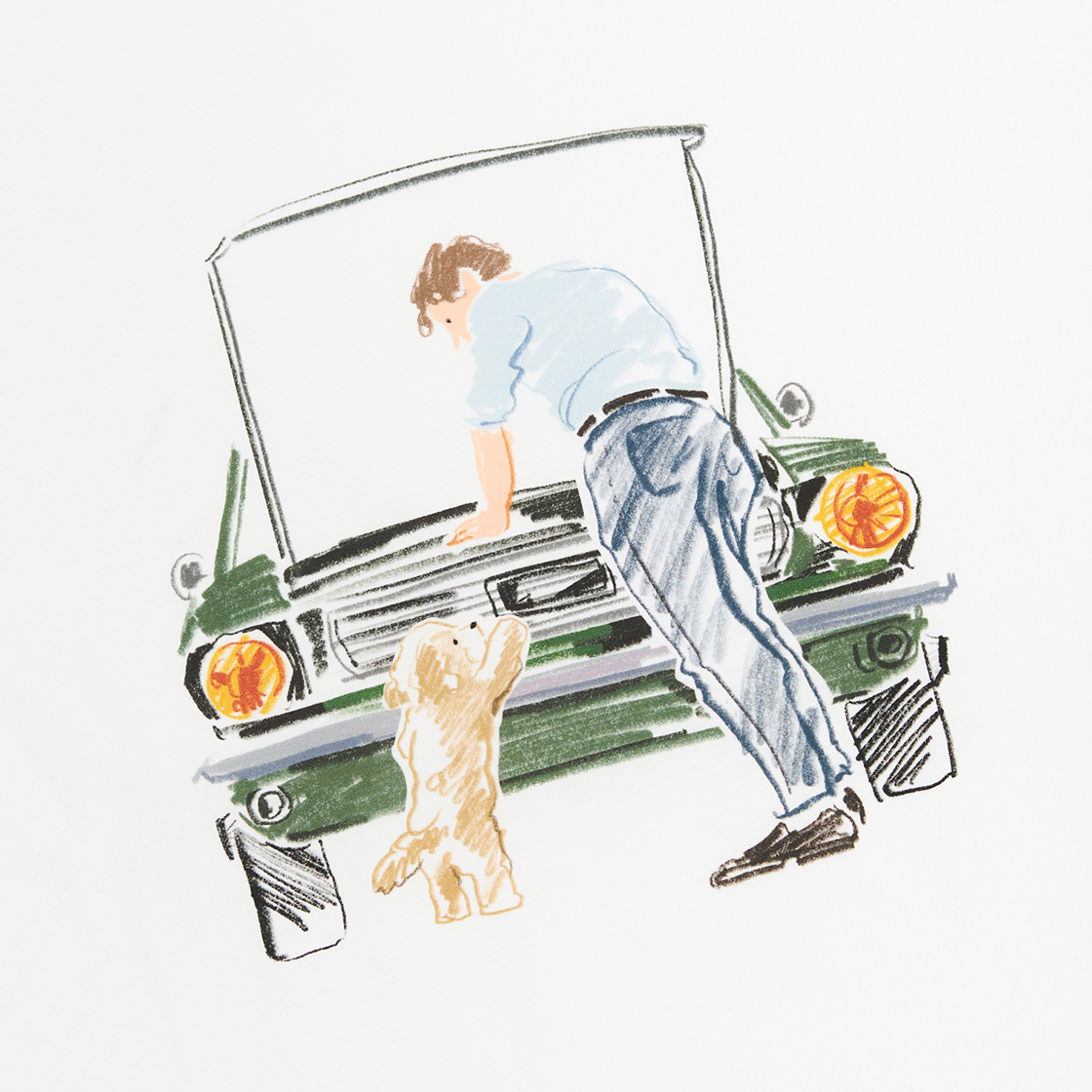 스트레인저 레귤러 핏 타일러 그린카 코튼 티셔츠 화이트(Stranger Regular Fit Tyler Green Car Cotton T-Shirt (White)) - 3