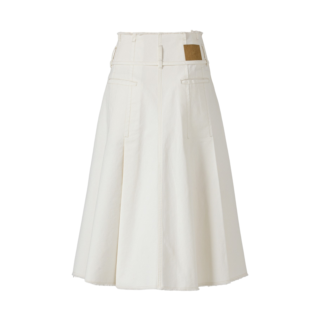 (W) 쿠메 프론트 포켓 플리츠 코튼 스커트 아이보리((W) KUME Front Pocket Pleated Cotton Skirt - Ivory) - 2
