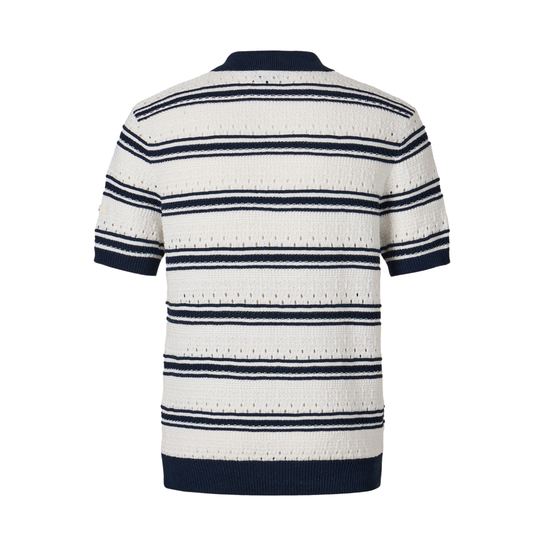 쿠메 스트라이프 크로셰 폴로 니트 탑 네이비(KUME Striped Crochet Polo Knit Top - Navy) - 2