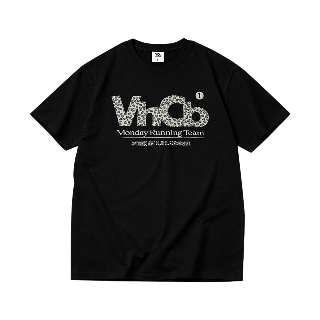 벤힛 MRT 레오파드 아플리케 반팔티 블랙(venhit MRT Leopard Applique Short Sleeved T-Shirt Black)