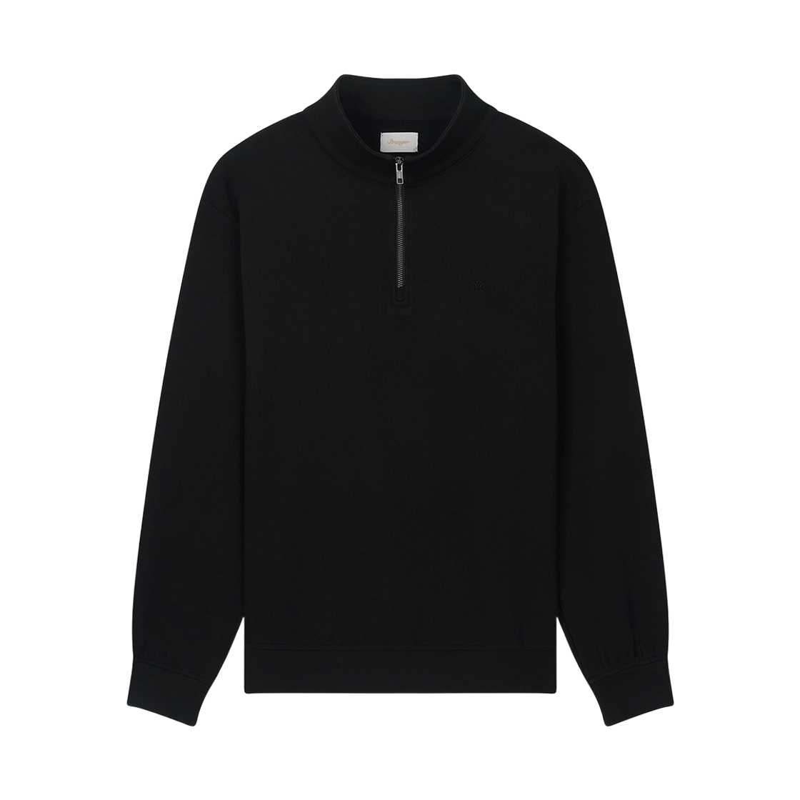 스트레인저 릴렉스 핏 소프트 립 폴리 반집업 블랙(Stranger Relaxed Fit Soft Rib Poly Quarter Zip-Up (Black))