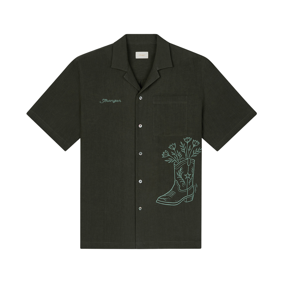 스트레인저 릴렉스 핏 로데오 린넨 포켓 반팔 셔츠 카키(Stranger Relax Fit Rodeo Linen Pocket HS Shirt (Khaki))