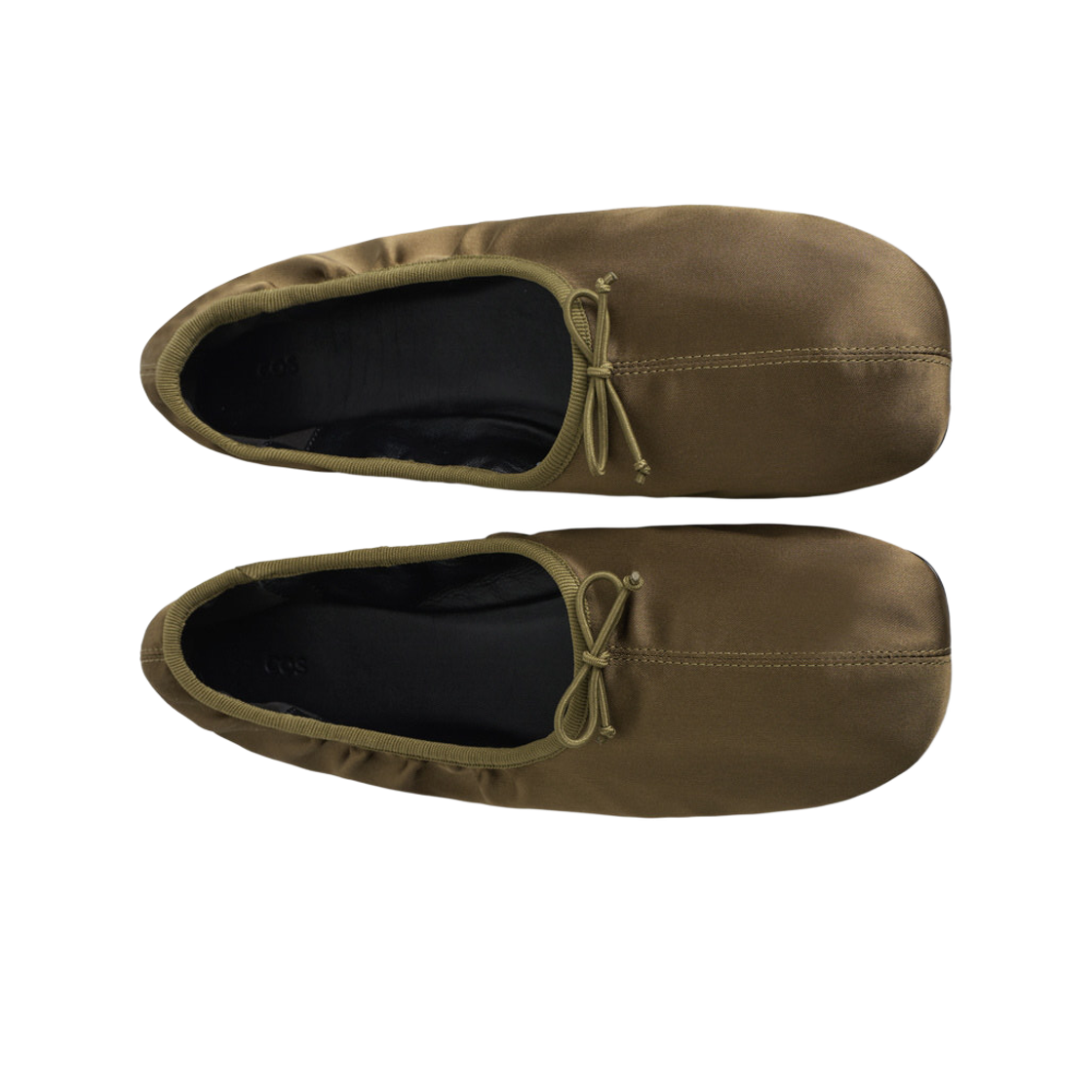 (W) 코스 새틴 발레 플랫 카키((W) COS Satin Ballet Flats Khaki) - 2