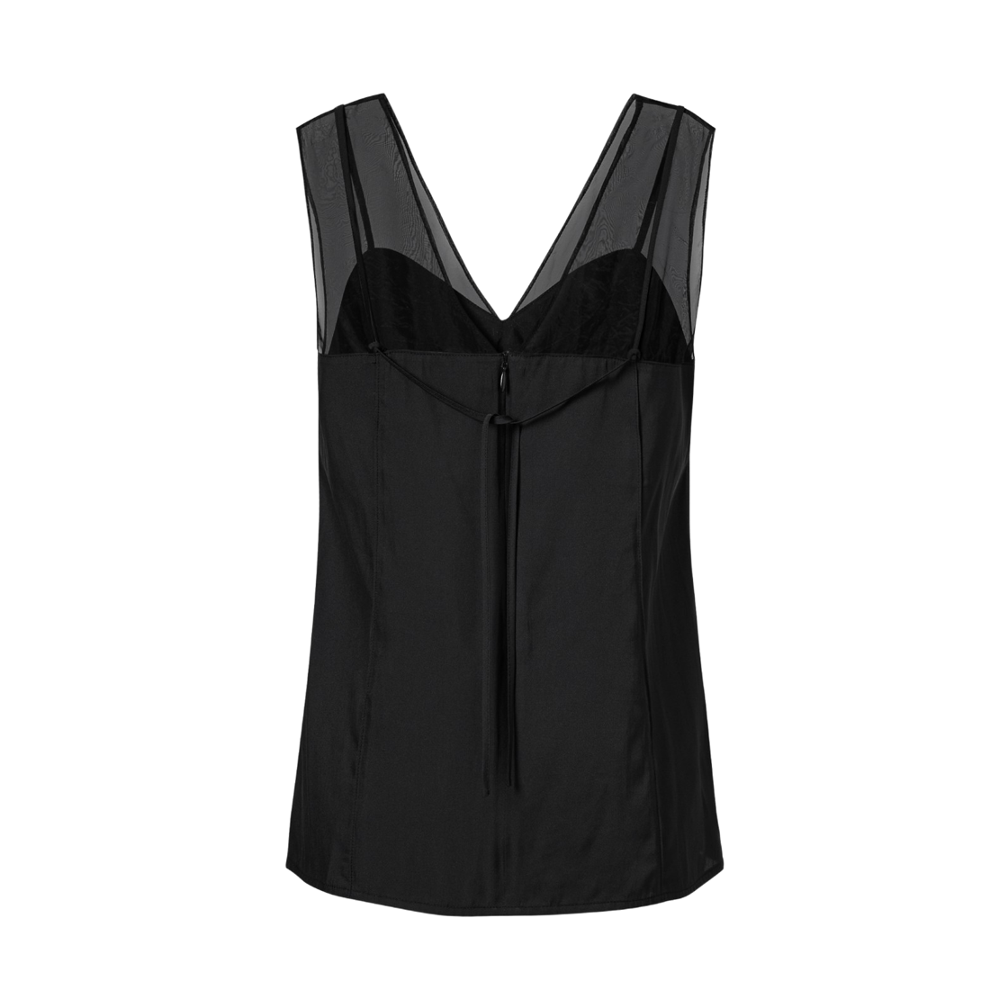 (W) 쿠메 오간자 시어 슬리브리스 탑 블랙((W) KUME Organza Sheer Sleeveless Top - Black) - 2
