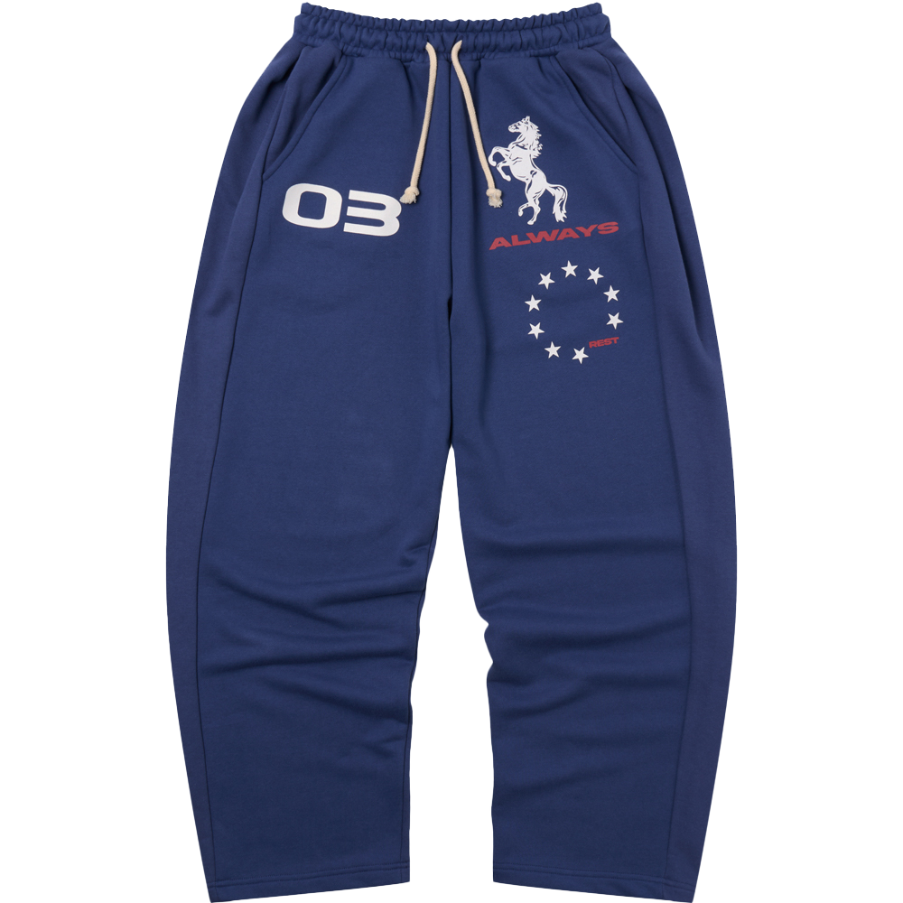 아모우 홀스 스웻 팬츠 블루(AMOU Horse Sweat Pants Blue)