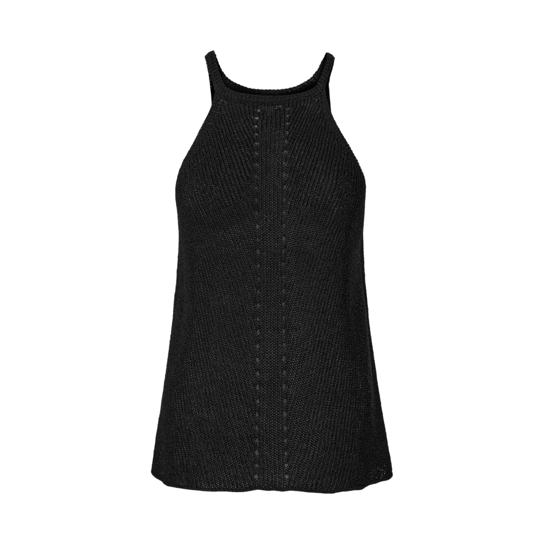 KM-26SS-SW02BK (W) KUME Loosely Knitted Halter Knit Top - Black
